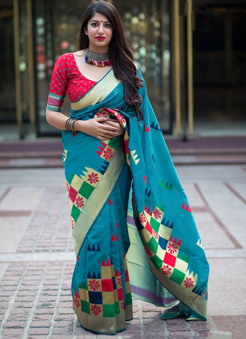 party look in silk saree