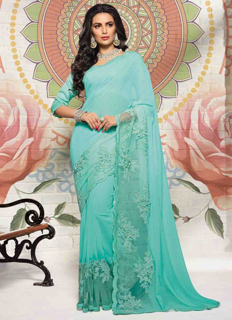 eligant skirt border style saree with resham work eligant