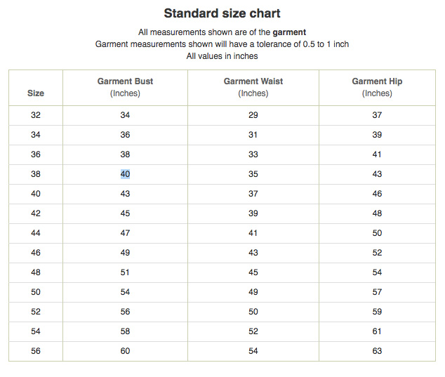 sizechart