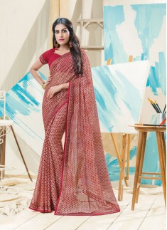 All Over print In Saree With Simple Lace Border