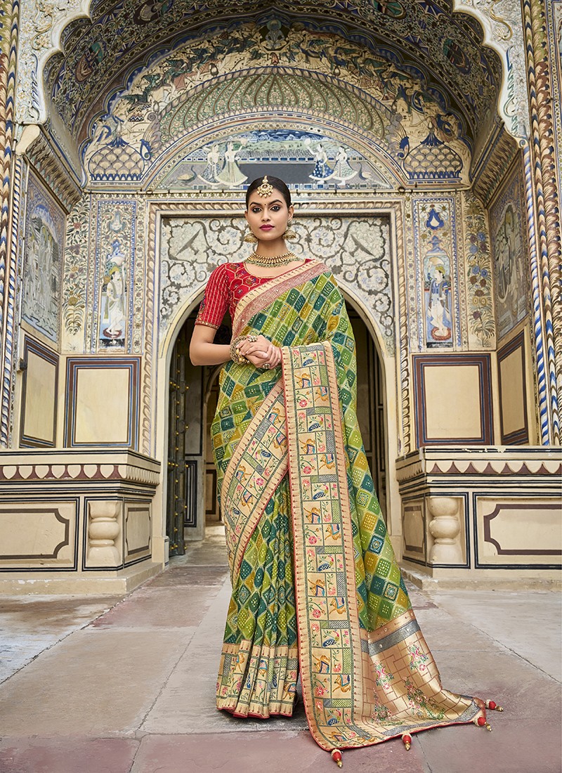 Green Weaving Wedding Contemporary Saree