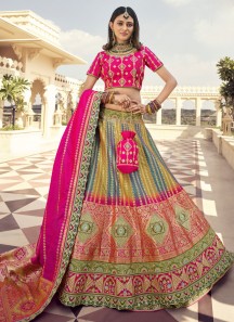 Attractive Multi Color Lehenga Choli With Contrast Dupatta