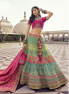 Attractive Multi Color Lehenga Choli With Contrast