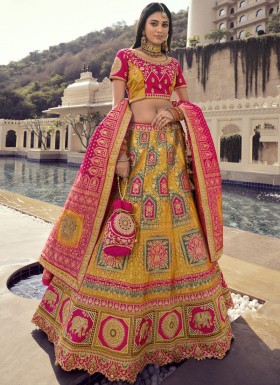 Attractive Multi Color Lehenga Choli With Contrast Dupatta