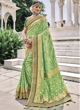 Attractive Patan Patola Pure Silk Saree With Heavy Work Blouse Piece
