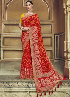 Attractive Patola Print Saree With Fancy Blouse Pi
