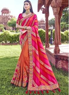 Banarasi Silk Material Saree With Heavy Work Blouse Piece