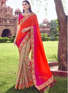 Banarasi Silk Material Saree With Heavy Work Blous