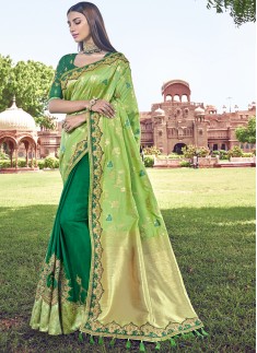 Banarasi Silk Material Saree With Heavy Work Blouse Piece