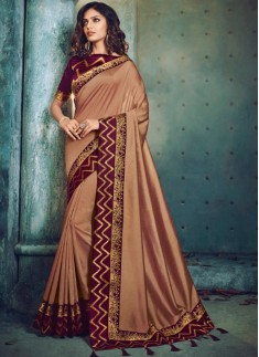 Beautiful Color Combination Saree With Contrast Blouse