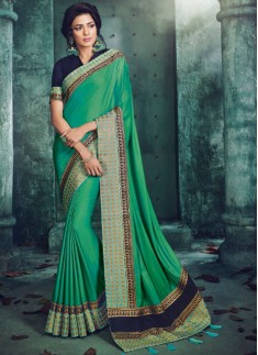 Beautiful Double Border Saree With Contrast Blouse Piece