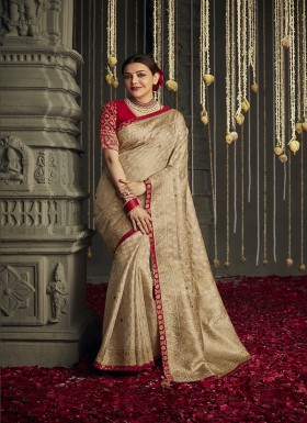 Beige Woven Art Silk Saree