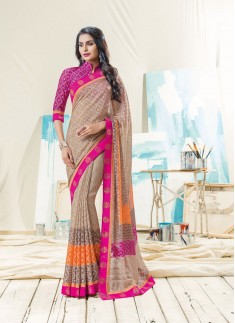 Braso Material Saree With Brocade Blouse