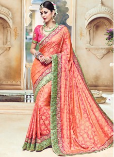 Captivating Art Silk Resham Work Traditional Designer Saree