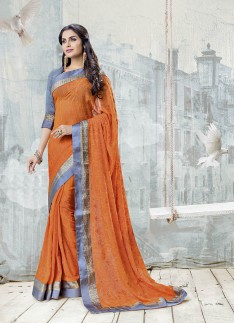 Chiffon Saree With Double Border And Resham Work