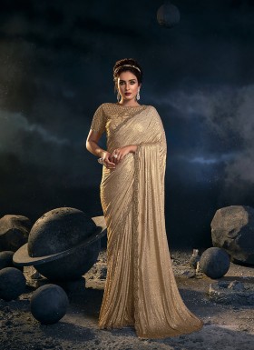 CHIKU  DEGITAL NET SAREE