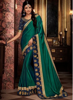 Classy Look Saree With Contrast Heavy Blouse Piece