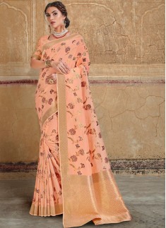 Classy Silk Saree With Jari Weaving And Heavy Work Blouse Piece