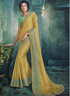 Contrast Border Saree With Fancy Blouse Piece