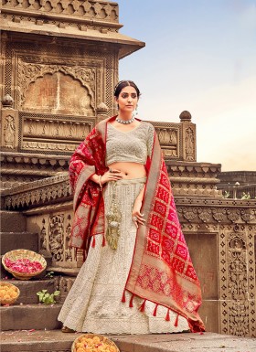 Cream Wedding Georgette Lehenga Choli