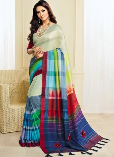 Dazzling Digital print saree With Light Work