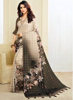 Dazzling Digital print saree With Light Work