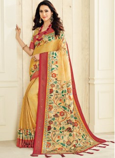 Dazzling Digital print saree With Light Work