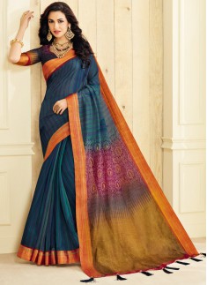 Dazzling Digital print saree With Light Work