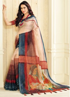 Dazzling Digital print saree With Light Work