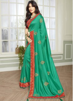 Dazzling Soft Silk Saree With Elegant banarasi Border And Contrast Heavy Work Blouse Piece