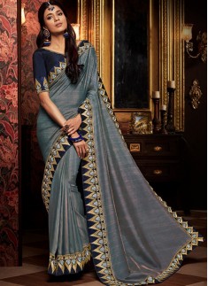 Decent Border Saree With Contrast Blouse Piece