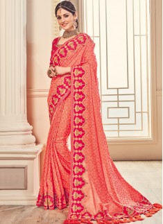 Decent Contrast Border Saree with Heavy Blouse