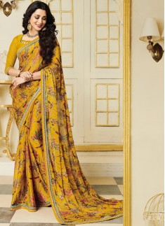 Decent Look Party Wear Printed Sarees