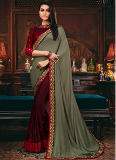 Decent Look Weaving Saree With Contrast Heavy Work Blouse Piece