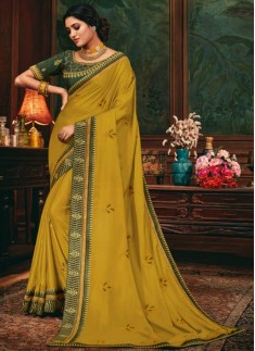 Decent Look Weaving Saree With Contrast Heavy Work Blouse Piece