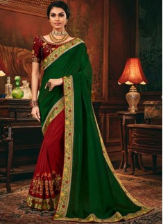 Decent Look Weaving Saree With Contrast Heavy Work Blouse Piece