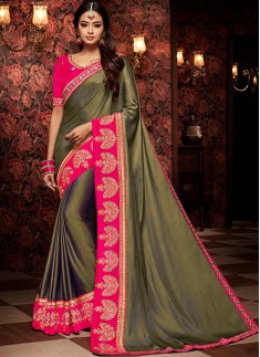 Decent Saree With Contrast Heavy Blouse Piece