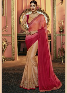 Decent Small Border Saree With Fancy Contrast Blouse Piece