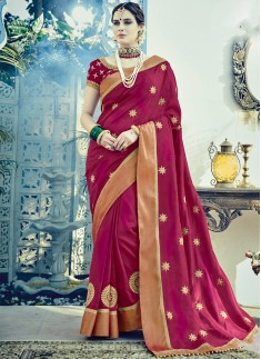 Decent Zari Work Butta Saree With Heavy Work Blouse