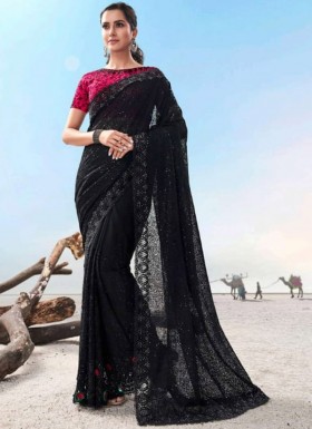 Designer Cutwork Border Saree With Soft Crep Material Including Fancy Blouse Piece