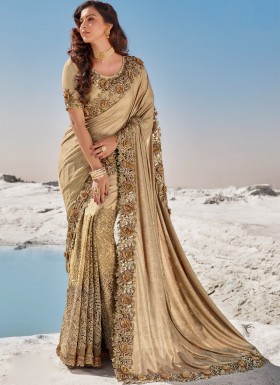 Designer Imported Fabric Saree With Heavy Blouse Piece