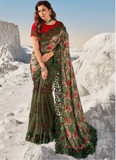 Designer Imported Print Pallu,Digital Net Skirt With Heavy Blouse Piece