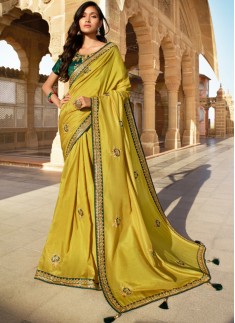 Designer Light Work Saree With Contrast Work Blouse Piece