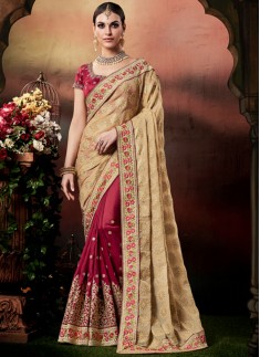 Designer Saree with decent Border And Contrast Blouse Piece