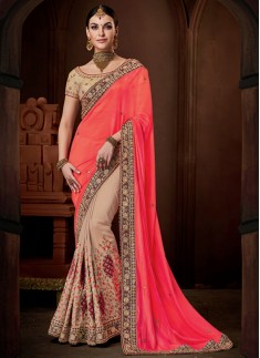 Designer Saree with decent Border And Contrast Blouse Piece