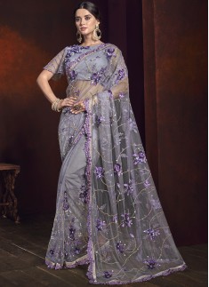 Designer Saree With Digital Net Fabric And Designer Blouse Piece