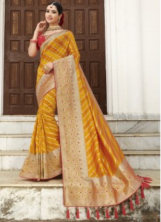 Designer Silk Saree With Weawing Designs