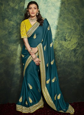 Designer Soft Silk Fabric Saree With Contrast Fancy Work Blouse Piece