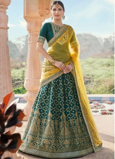 Designer Soft Silk Lehenga Choli With Contrast Net Dupatta