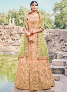 Designer Soft Silk Lehenga Choli With Contrast Net Dupatta